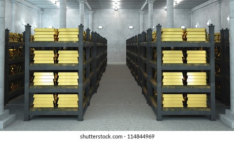 Bank Vault With Gold Bars