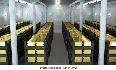 Bank Vault With Gold Bars