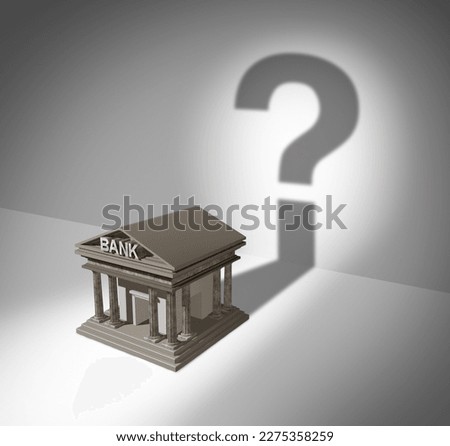 Banking System Uncertainty and Bank default questions or economic Crisis as Banks in debt with financial instability or insolvency concept as an urgent problem as a 3D illustration.