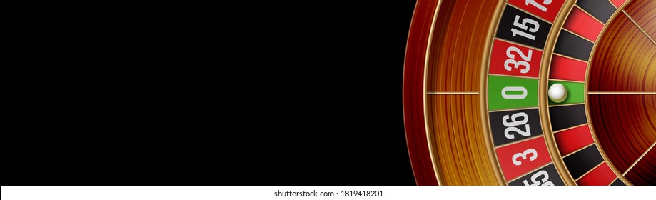 banner 3d realistic roulette game isolated on black background with empty place for text. blank poster template with ball at zero to American roulette wheel design - Powered by Shutterstock