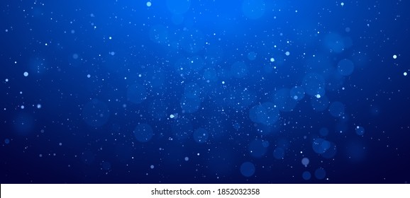 Banner Blue Bokeh Particles Glitter Awards Dust Gradient Abstract Background.