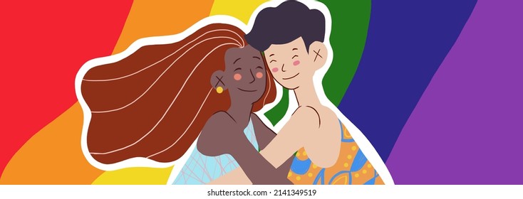 Banner Of A Couple Of Women, Representation Of Homosexuality, Tolerance And Love.