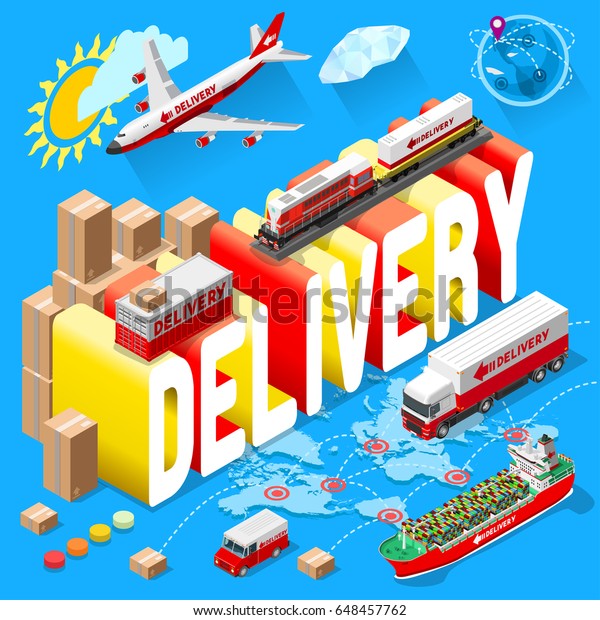 Banner\
for Delivery Services and Web E-Commerce. illustration of\
International delivery and worldwide postage. Emailing and online\
shopping envelope and package. Isometric\
Design