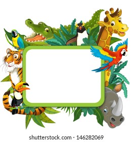 Banner - Frame - Border - Jungle Safari Theme - Illustration For The Children