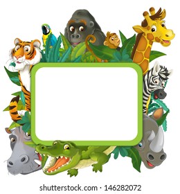 Banner - Frame - Border - Jungle Safari Theme - Illustration For The Children