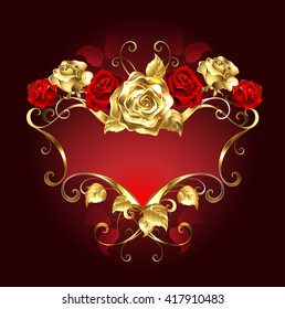 Banner Gold Red Roses On Dark Stock Illustration 417910483 | Shutterstock