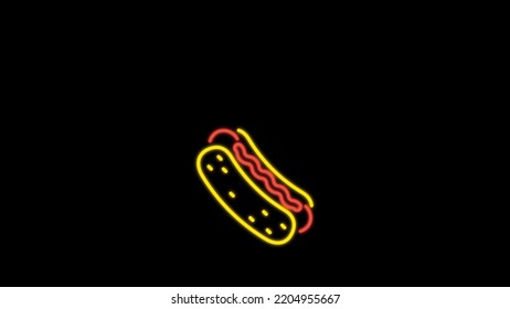 Banner With Hot Dog Neon Illustration.