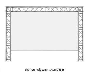 Banner on metal truss construction. 3d illustration