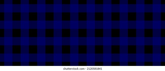 Banner, Plaid Pattern. Black On Navy Color. Tablecloth Pattern. Texture. Seamless Classic Pattern Background.