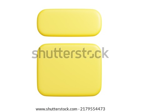 Banner plate 3d render - rectangular shaped yellow plaque with empty space for text for promotion and advertising poster. Cartoon tag and panel to use as frame and signboard.