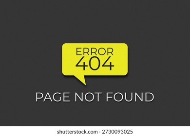 banner with a speech bubble written error 404 and "page not found" text below