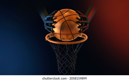 Banner Sports Ball Basketball Gold  3d Render 3d Rendering Illustration 