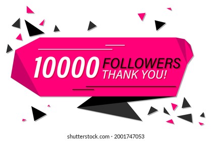 Banner, Sticker, Icon With Text 10000 Followers Thank You In Paper Cut Out Style 