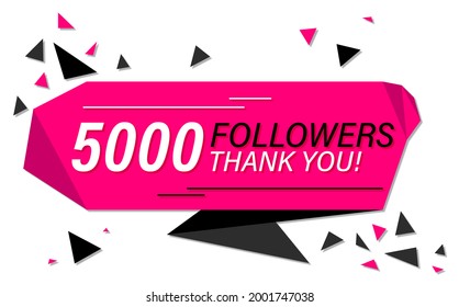 Banner, Sticker, Icon With Text 5000 Followers Thank You In Paper Cut Out Style 