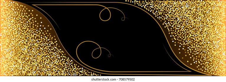  banners and cards gold sparkles on black background. Gold background text. Banners voucher, store, present, shopping, sale, logo, web, card, vip, exclusive, certificate, gift, luxury, privilege - Powered by Shutterstock