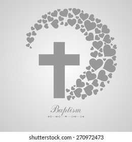 Baptism Card Design. Cross. Christian Symbol. Illustration 