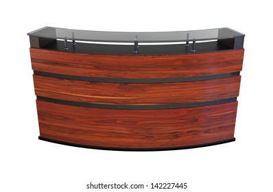 bar counter made of fine wood panels isolated on white