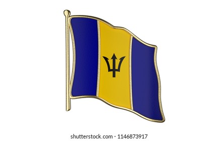 Barbados Flag Realistic Gold Badge On Stock Illustration 1146873917 ...