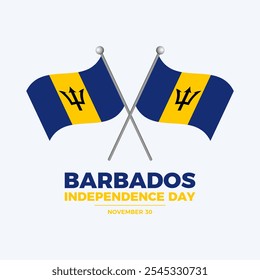 Barbados Independence Day poster illustration. Two crossed Barbados flags on a pole icon. Barbadian Flag symbol. Template for background, banner, card. November 30 every year. Important day - Powered by Shutterstock