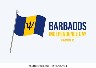 Barbados Independence Day poster illustration. Barbados flag on a pole icon. Barbadian waving flag symbol. Template for background, banner, card. November 30 every year. Important day - Powered by Shutterstock