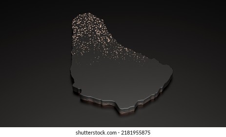 Barbados Luxury Black Map With Shadow 3d Illustration 