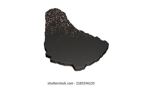 Barbados Luxury Black Map With Shadow Isolated On White Background 3d Illustration 