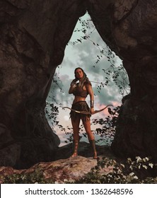 Barbarian Female Warrior,3d Rendering