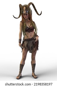 Barbarian Woman 3D Render Illustartion