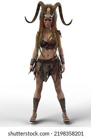 Barbarian Woman 3D Render Illustartion