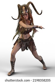 Barbarian Woman 3D Render Illustartion