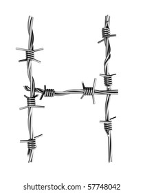 Barbed wire alphabet, H