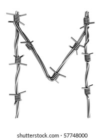 Barbed wire alphabet, M