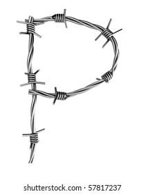 Barbed wire alphabet, P