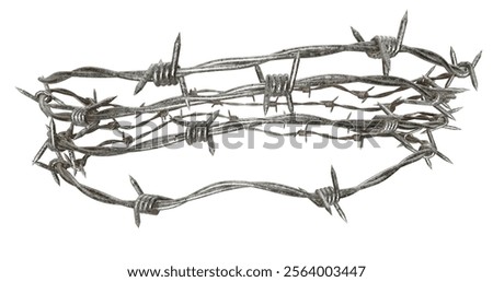 Barbed Wire Circle: A menacing circular arrangement of barbed wire, symbolizing danger, restriction, and confinement.