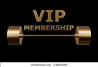 Barbell made of shiny gold on a black background with studio lighting. Luxury item. VIP membership program, subscription. Lifting weights. Sport equipment. 3D render illustration - Powered by Shutterstock