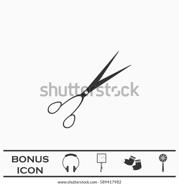 Barber scissors icon
flat. Simple black pictogram on white background. Illustration
symbol and bonus
button