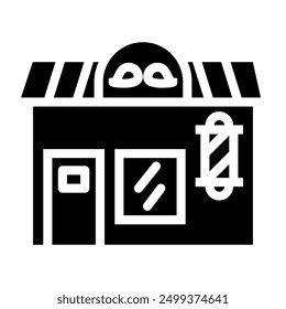 Barber shop icon, illustrating a classic barber shop building or place. Useful for representing barbering establishments. - Powered by Shutterstock