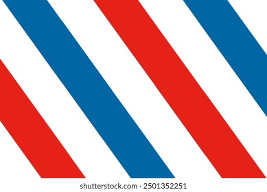 Barber-inspired background with diagonal stripes in blue, red, and white. An illustration featuring a classic barbershop color scheme, perfect for themed designs. - Powered by Shutterstock