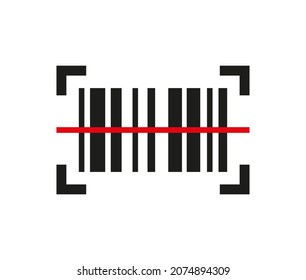 Barcode icon. Black bar code pictogram for designation. Barcode raster symbol isolated on white background.