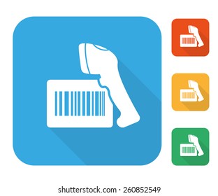 Barcode Label With Reader Icon Set Multi Color Set.