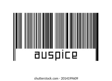 Barcode On White Background With Inscription Auspice Below. Concept Of Trading And Globalization