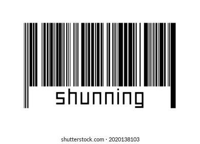 Barcode On White Background With Inscription Shunning Below. Concept Of Trading And Globalization