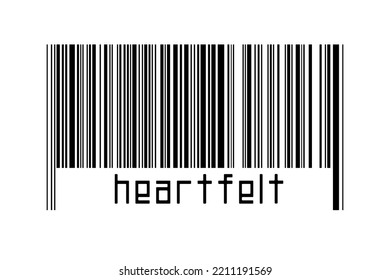 Barcode On White Background With Inscription Heartfelt Below. Concept Of Trading And Globalization