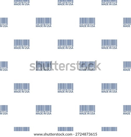 Barcode with USA Made seamless pattern isolated on white background