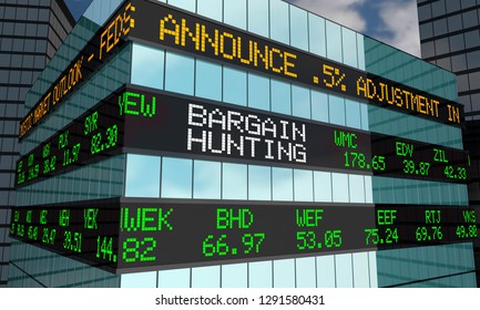 Bargain Hunting Low Price High Value Stocks Market Ticker 3d Illustration