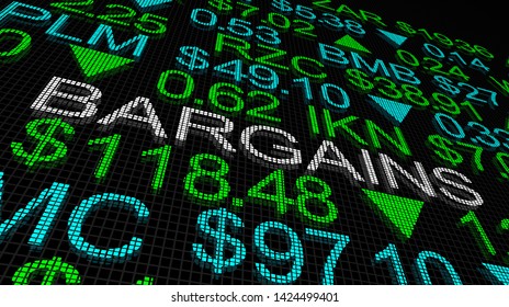 Bargains Great Deals Stock Picks Market Ticker 3d Illustration