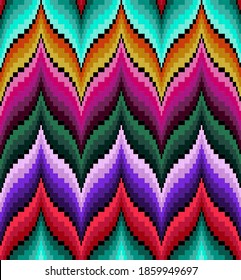 Bargello Seamless Pattern Multicolor, Traditional Italian Embroidery, Florentine Pattern, Punto Unghero, Imitation Of Needlepoint Embroidery