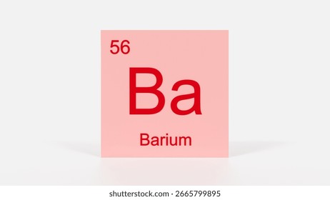 Barium Element 3D Render - Periodic Table Box with Atomic Number 56, Scientific Education, Chemistry Classroom, Modern Science Poster, and Laboratory Wall Art