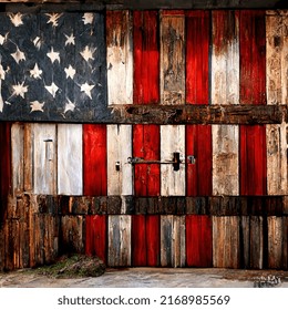 Barn Door Painted in the American Flag - Powered by Shutterstock