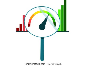 Barometer Bisecting A Bar Chart To Indicate Growth As A Result Of Proper Benchmarking. Represents Benchmarking As A Business Skill.